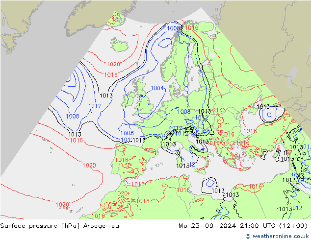 Presión superficial Arpege-eu lun 23.09.2024 21 UTC