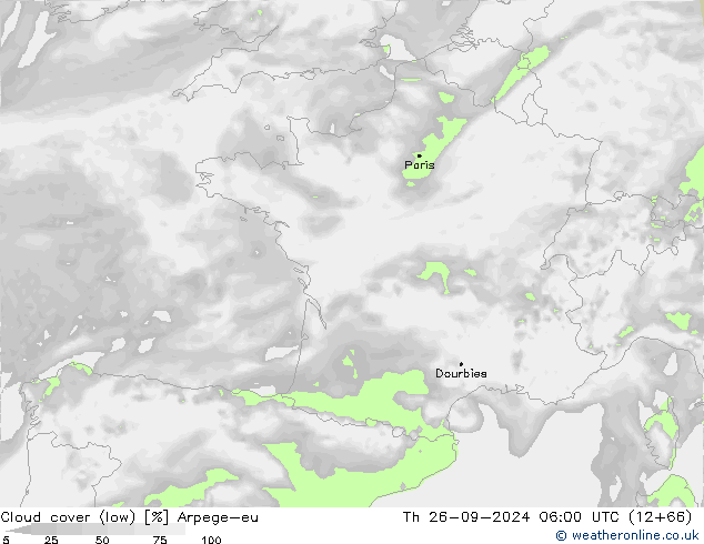 облака (низкий) Arpege-eu чт 26.09.2024 06 UTC