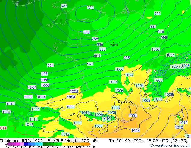 Thck 850-1000 hPa Arpege-eu Th 26.09.2024 18 UTC