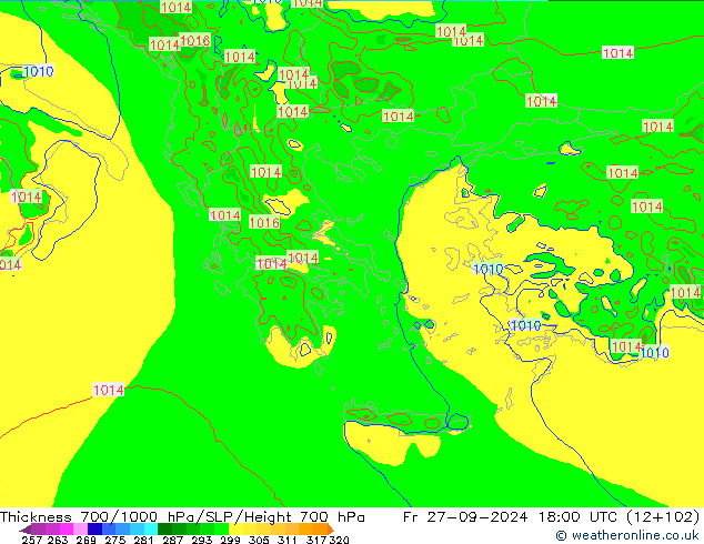 Dikte700-1000 hPa Arpege-eu vr 27.09.2024 18 UTC