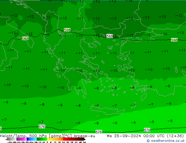 Height/Temp. 500 hPa Arpege-eu We 25.09.2024 00 UTC