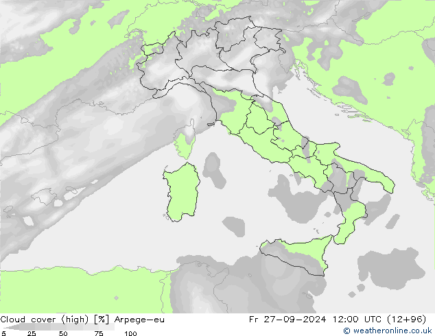 Wolken (hohe) Arpege-eu Fr 27.09.2024 12 UTC