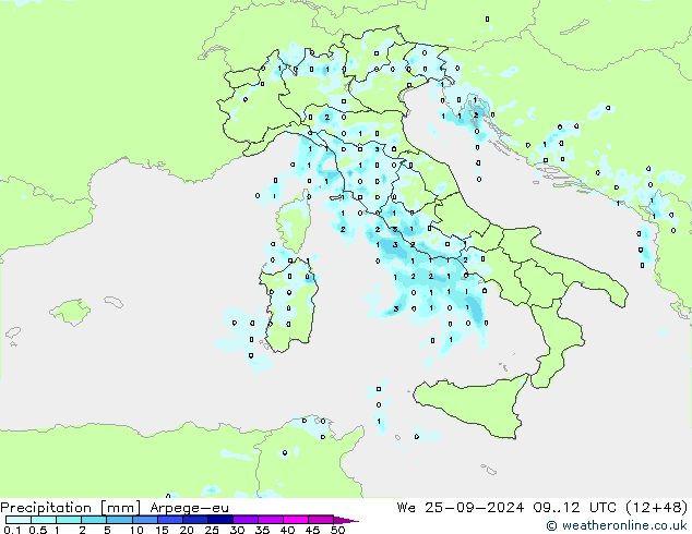 Yağış Arpege-eu Çar 25.09.2024 12 UTC