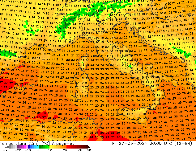 Temperature (2m) Arpege-eu Fr 27.09.2024 00 UTC