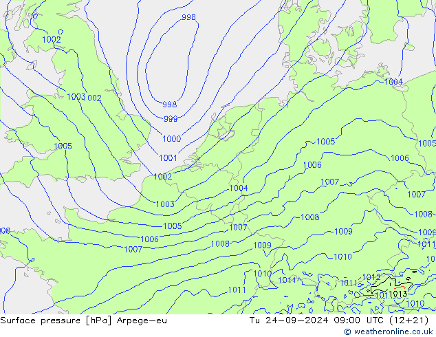 pressão do solo Arpege-eu Ter 24.09.2024 09 UTC