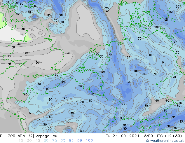 RV 700 hPa Arpege-eu di 24.09.2024 18 UTC