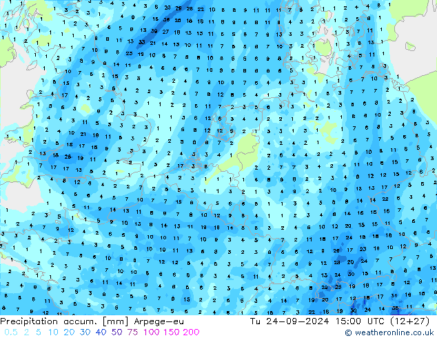 Precipitación acum. Arpege-eu mar 24.09.2024 15 UTC