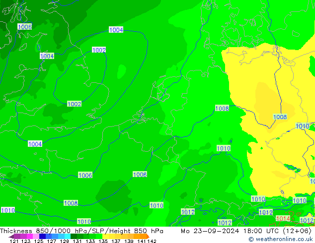 Thck 850-1000 hPa Arpege-eu Mo 23.09.2024 18 UTC