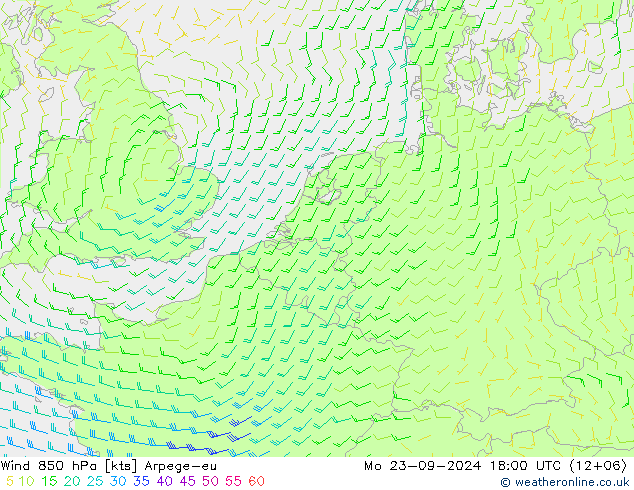 Vent 850 hPa Arpege-eu lun 23.09.2024 18 UTC