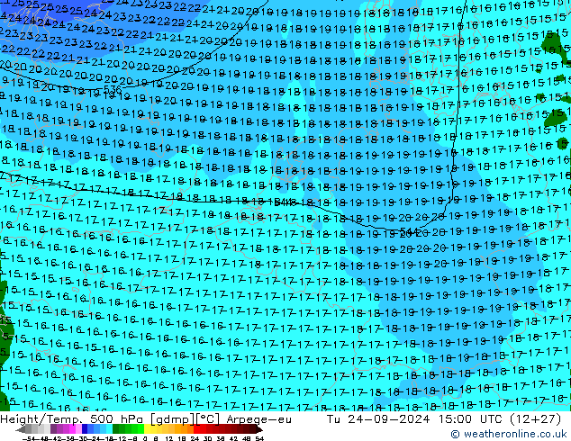 Height/Temp. 500 hPa Arpege-eu Tu 24.09.2024 15 UTC