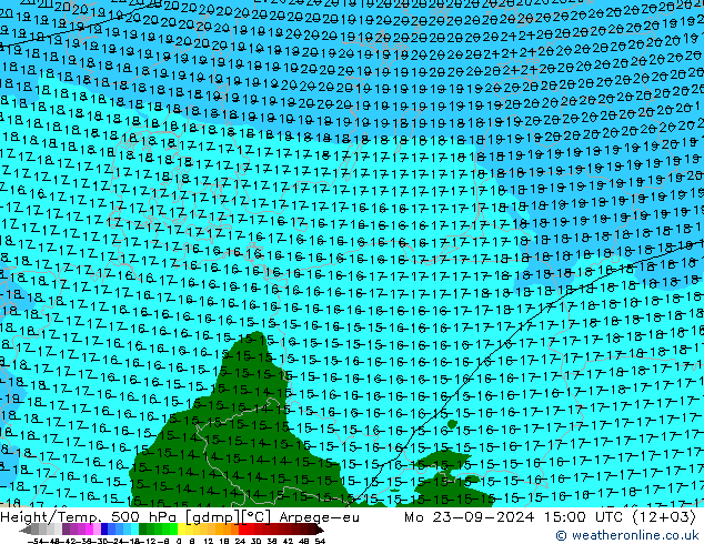 Height/Temp. 500 гПа Arpege-eu пн 23.09.2024 15 UTC