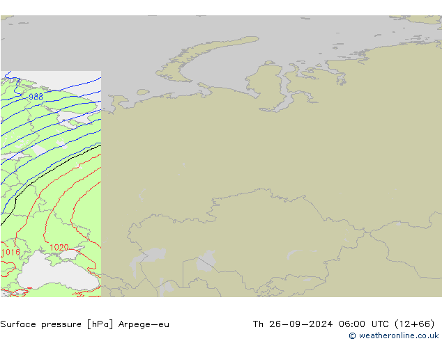 Presión superficial Arpege-eu jue 26.09.2024 06 UTC