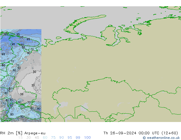 RH 2m Arpege-eu чт 26.09.2024 00 UTC