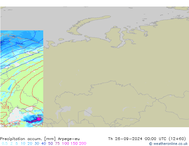 Precipitation accum. Arpege-eu чт 26.09.2024 00 UTC