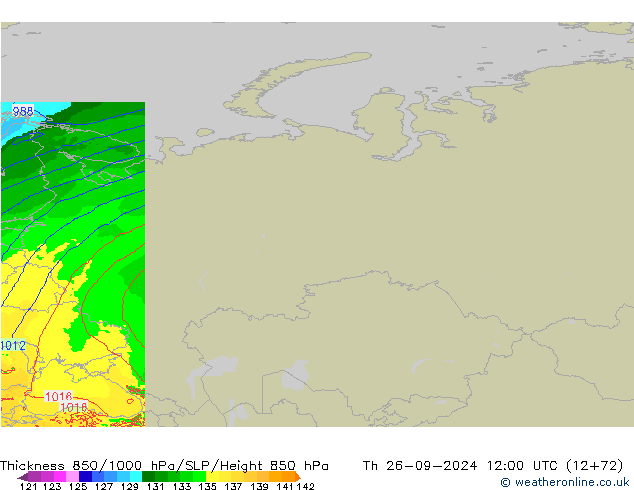 Thck 850-1000 hPa Arpege-eu czw. 26.09.2024 12 UTC