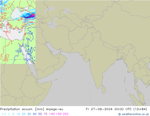 Precipitation accum. Arpege-eu Fr 27.09.2024 00 UTC