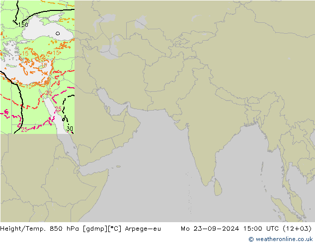 Géop./Temp. 850 hPa Arpege-eu lun 23.09.2024 15 UTC