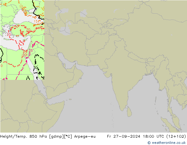 Height/Temp. 850 hPa Arpege-eu  27.09.2024 18 UTC