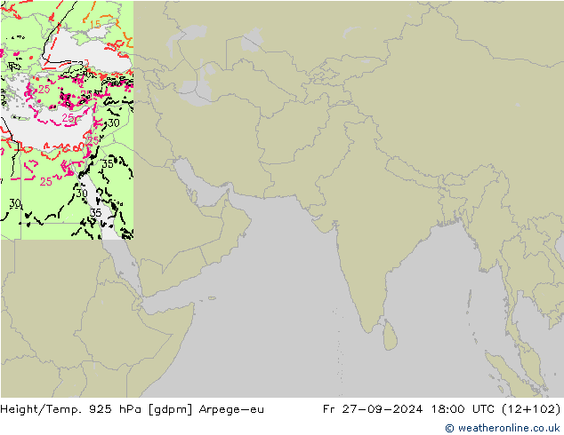 Hoogte/Temp. 925 hPa Arpege-eu vr 27.09.2024 18 UTC