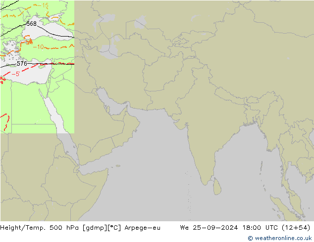 Yükseklik/Sıc. 500 hPa Arpege-eu Çar 25.09.2024 18 UTC