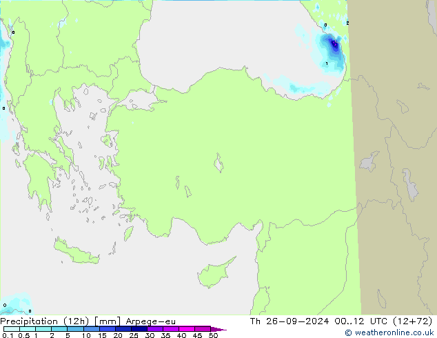 Precipitação (12h) Arpege-eu Qui 26.09.2024 12 UTC