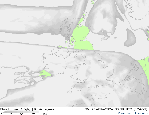 Bewolking (Hoog) Arpege-eu wo 25.09.2024 00 UTC