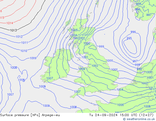 Bodendruck Arpege-eu Di 24.09.2024 15 UTC