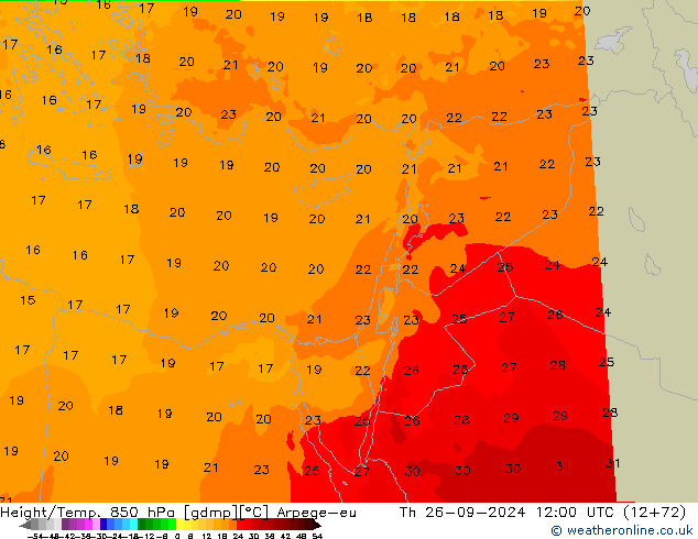 Height/Temp. 850 hPa Arpege-eu gio 26.09.2024 12 UTC