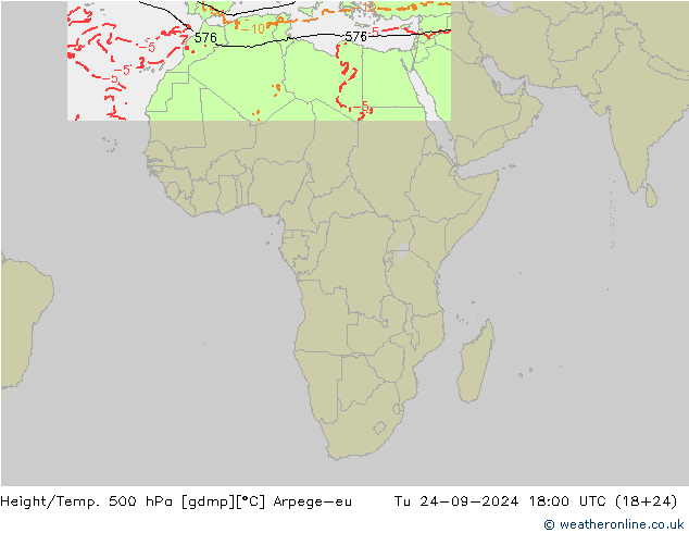 Hoogte/Temp. 500 hPa Arpege-eu di 24.09.2024 18 UTC