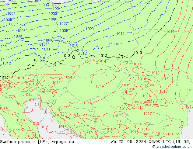 Atmosférický tlak Arpege-eu St 25.09.2024 06 UTC