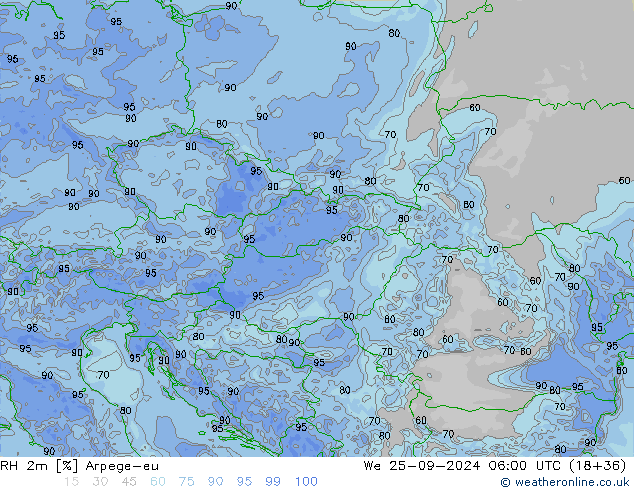 RH 2m Arpege-eu ср 25.09.2024 06 UTC