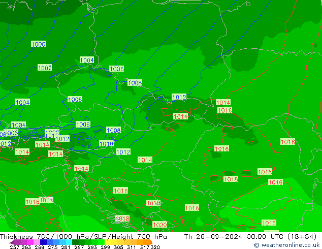 Thck 700-1000 hPa Arpege-eu gio 26.09.2024 00 UTC