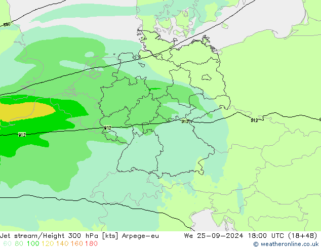 Jet stream Arpege-eu Qua 25.09.2024 18 UTC