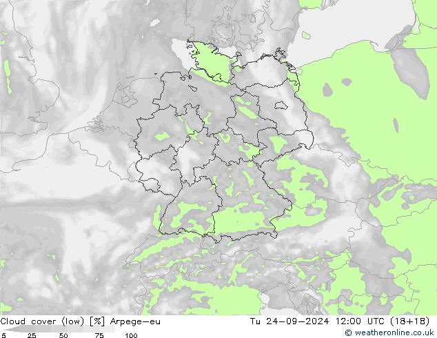 облака (низкий) Arpege-eu вт 24.09.2024 12 UTC