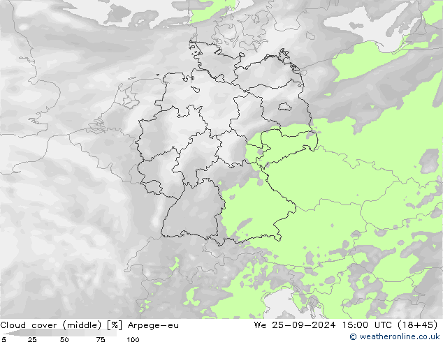 Bulutlar (orta) Arpege-eu Çar 25.09.2024 15 UTC