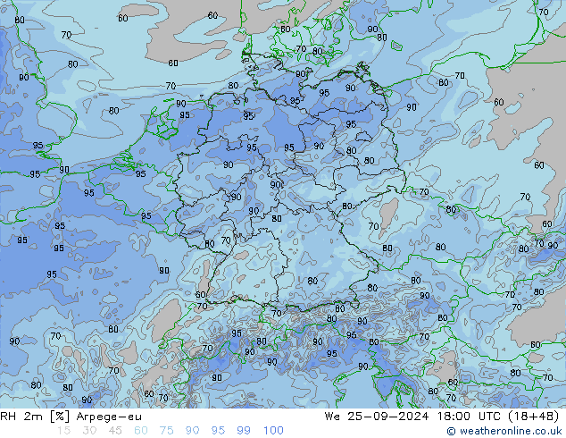 RH 2m Arpege-eu  25.09.2024 18 UTC