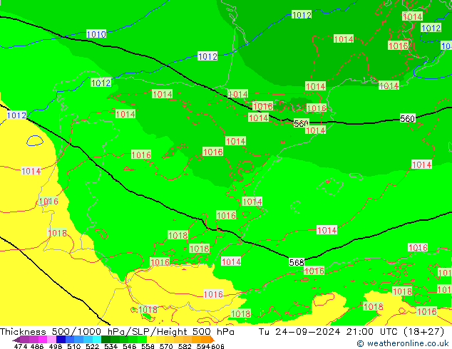 Thck 500-1000hPa Arpege-eu Tu 24.09.2024 21 UTC