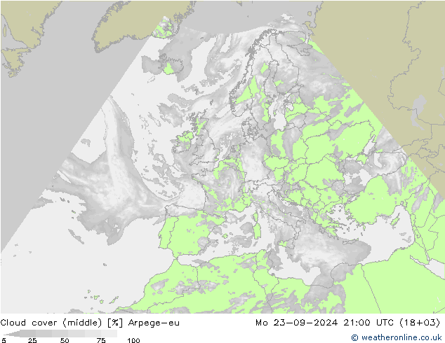 nuvens (médio) Arpege-eu Seg 23.09.2024 21 UTC