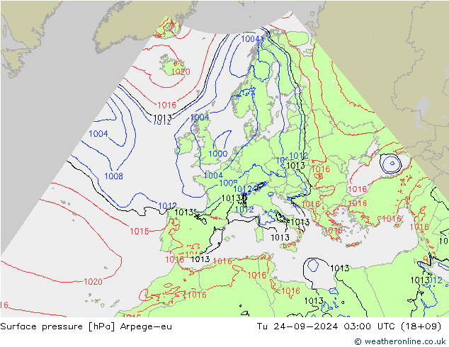 Surface pressure Arpege-eu Tu 24.09.2024 03 UTC