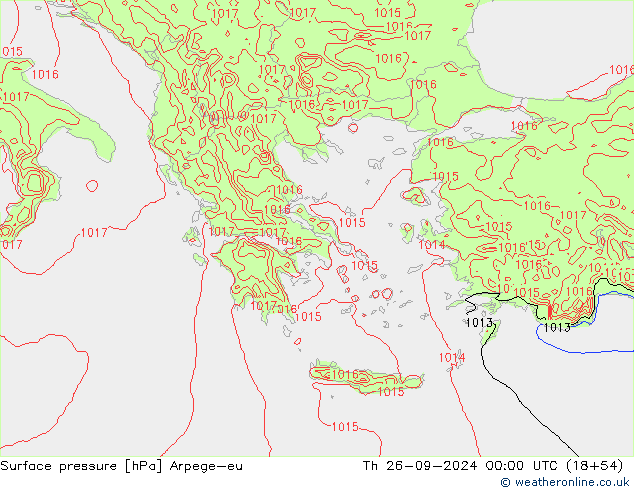 Surface pressure Arpege-eu Th 26.09.2024 00 UTC