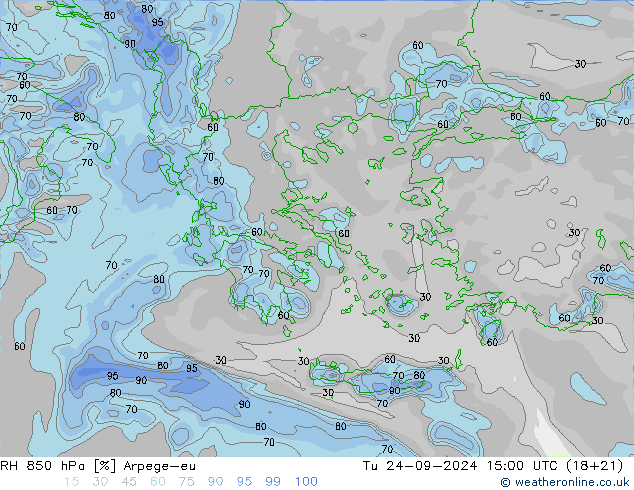 RH 850 hPa Arpege-eu  24.09.2024 15 UTC