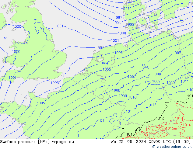 ciśnienie Arpege-eu śro. 25.09.2024 09 UTC