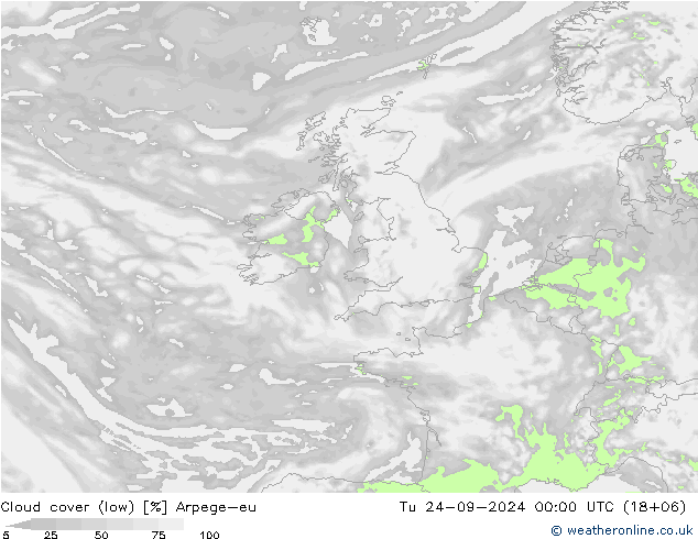 nízká oblaka Arpege-eu Út 24.09.2024 00 UTC