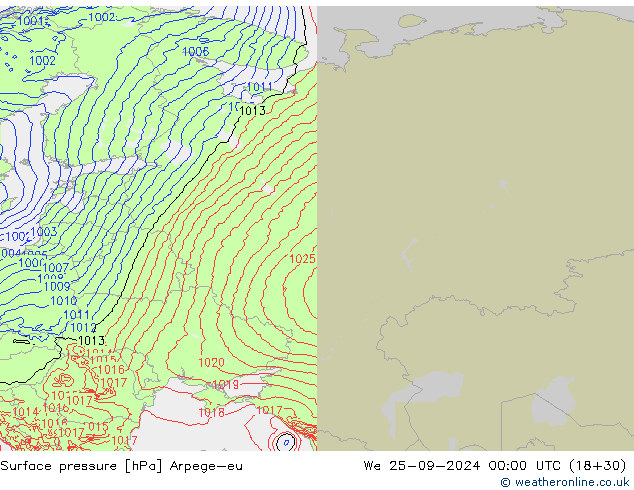 приземное давление Arpege-eu ср 25.09.2024 00 UTC