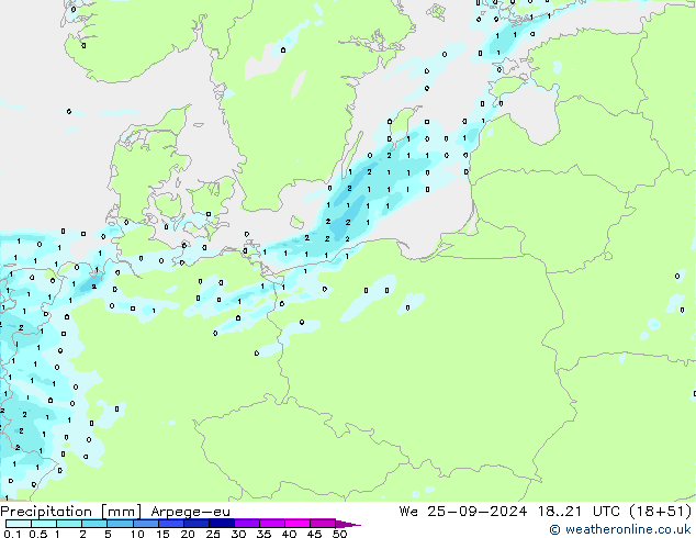 Precipitation Arpege-eu We 25.09.2024 21 UTC