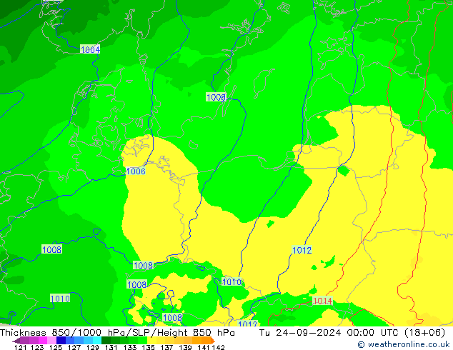 Thck 850-1000 hPa Arpege-eu  24.09.2024 00 UTC