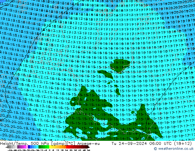 Height/Temp. 500 hPa Arpege-eu Ter 24.09.2024 06 UTC