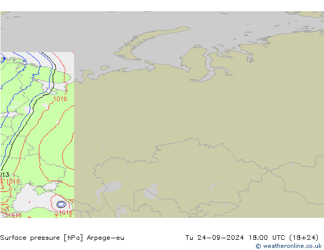 Surface pressure Arpege-eu Tu 24.09.2024 18 UTC