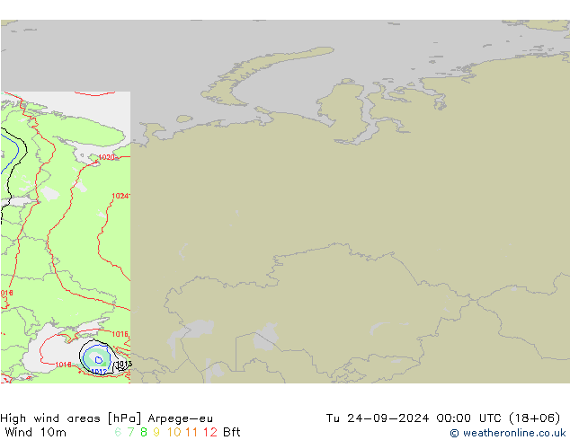 Izotacha Arpege-eu wto. 24.09.2024 00 UTC