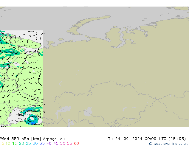 Viento 850 hPa Arpege-eu mar 24.09.2024 00 UTC